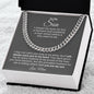 A Mother's Message to Her Son Attached with Cuban Chain Necklace