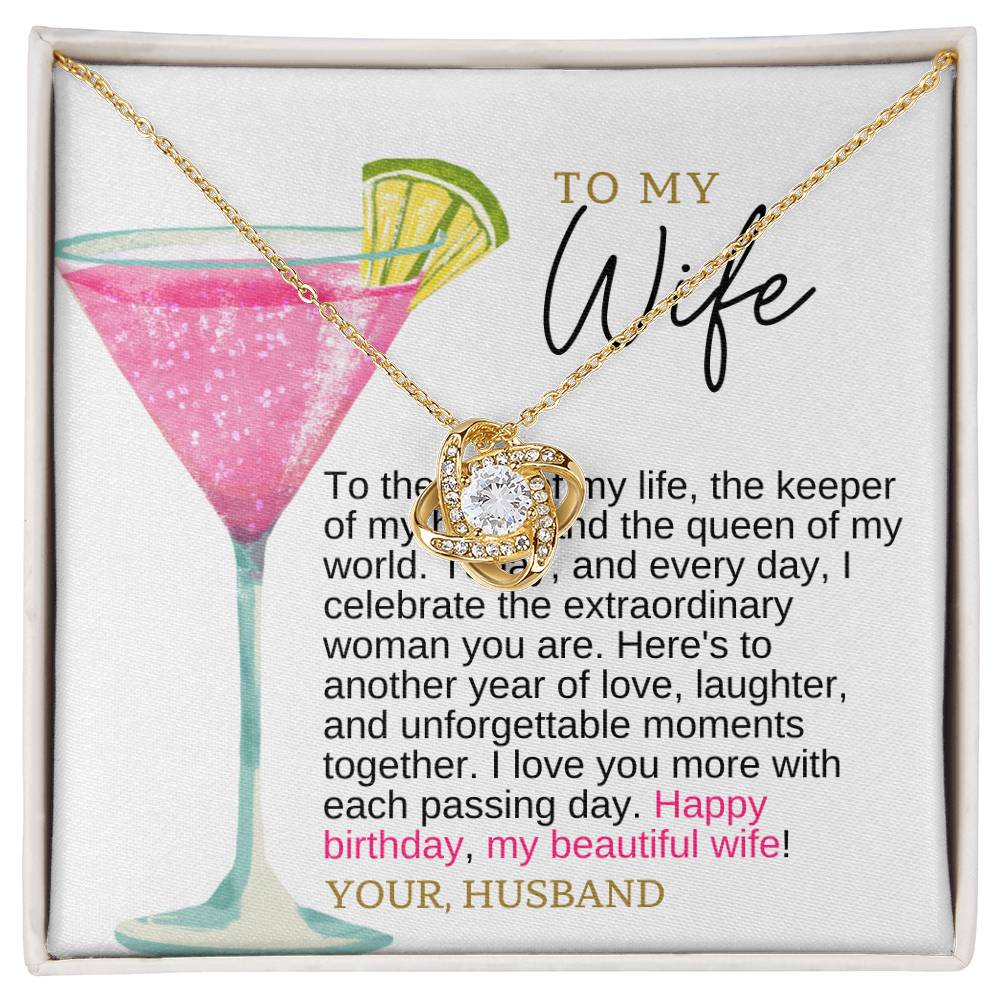 Birthday Gift for Wife | Love Knot Necklace with Personalized Message Card | Gifts for Her