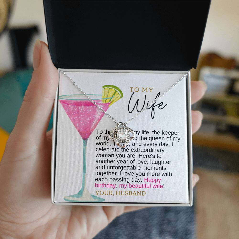 Birthday Gift for Wife | Love Knot Necklace with Personalized Message Card | Gifts for Her