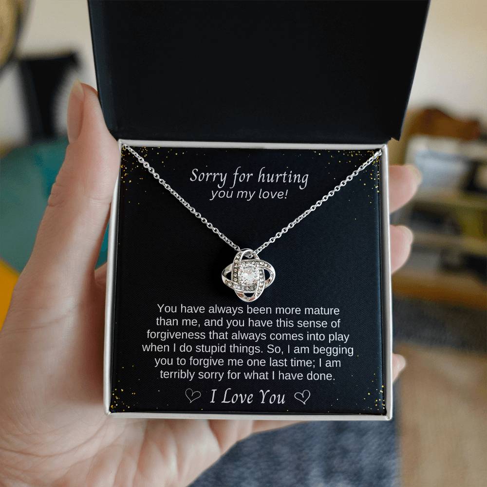 A Symbol of Forgiveness and Reconnection, 'Love Knot' Necklace with Apology Message