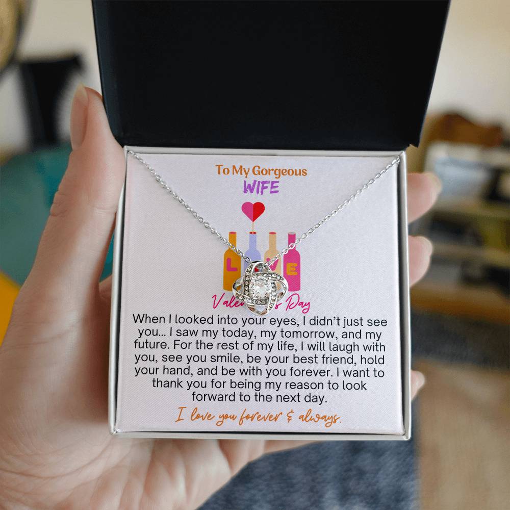 A Valentine's Tribute to My Gorgeous Wife (Love Knot Necklace with Message Card)