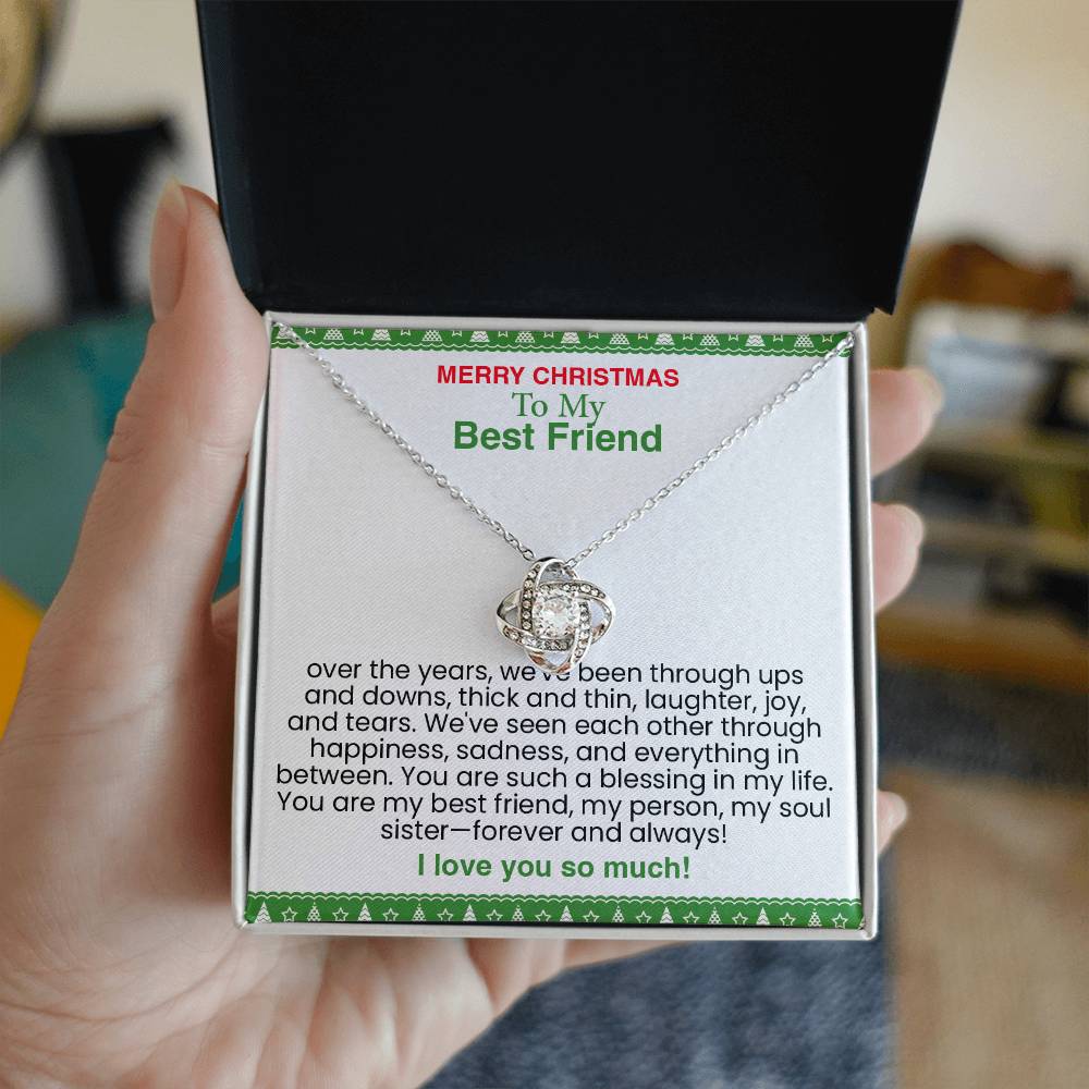 Sentimental Message of Lifelong Friendship and Love - Thoughtful Gift Set with Meaningful Card (Love Knot Necklace for Best Friend)