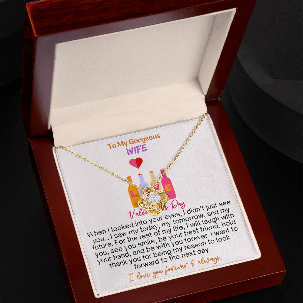 A Valentine's Tribute to My Gorgeous Wife (Love Knot Necklace with Message Card)