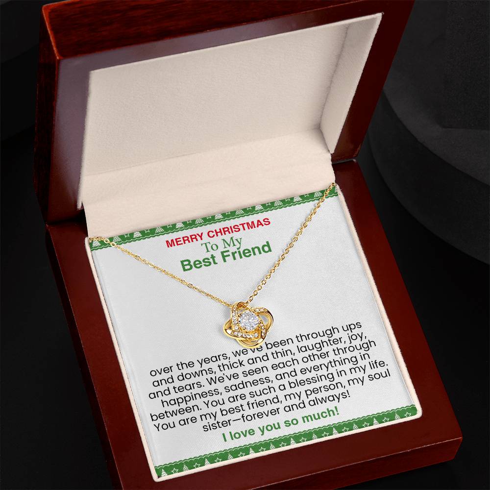 Sentimental Message of Lifelong Friendship and Love - Thoughtful Gift Set with Meaningful Card (Love Knot Necklace for Best Friend)