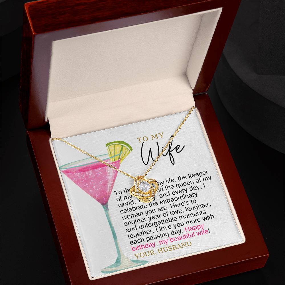 Birthday Gift for Wife | Love Knot Necklace with Personalized Message Card | Gifts for Her