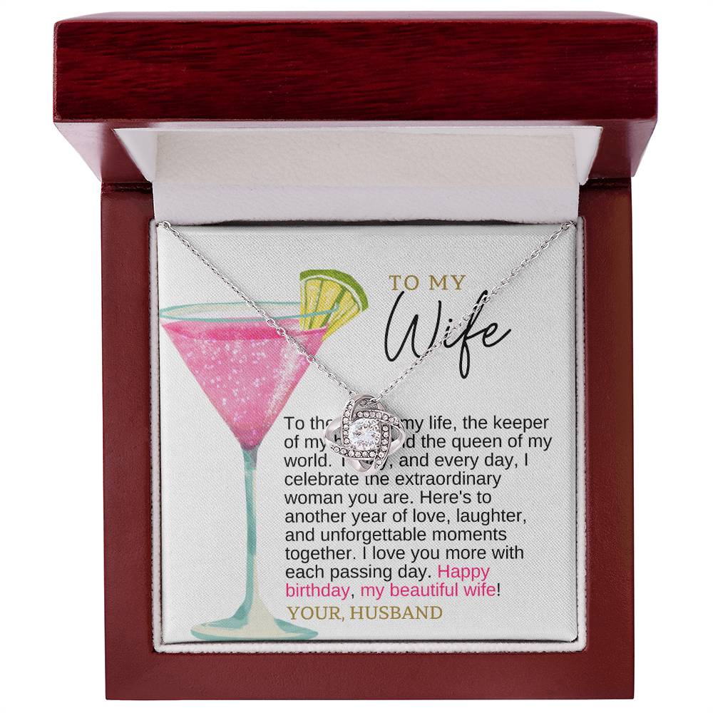 Birthday Gift for Wife | Love Knot Necklace with Personalized Message Card | Gifts for Her