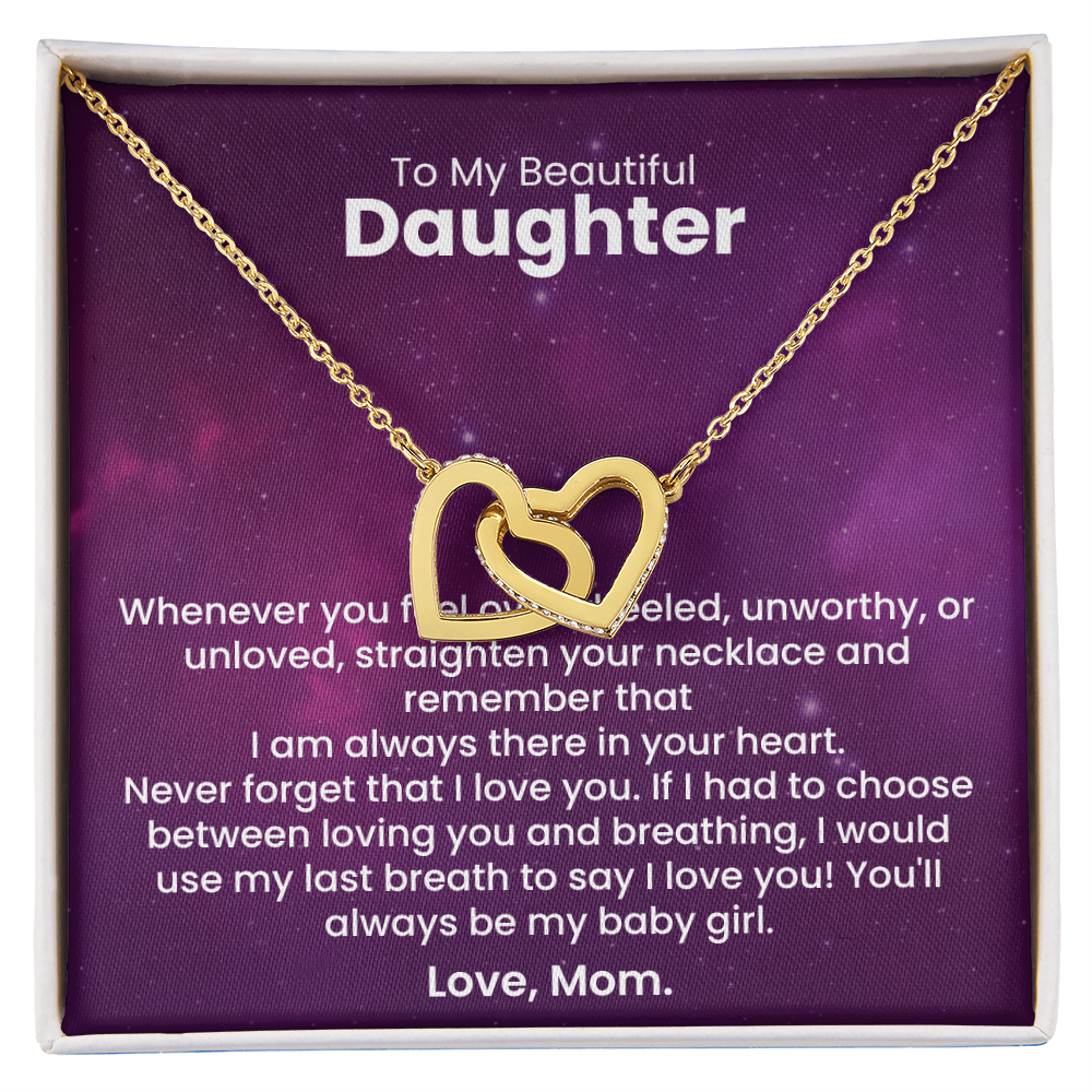 To My Beautiful Daughter - Interlocking Heart Necklace - Gift Set - F14