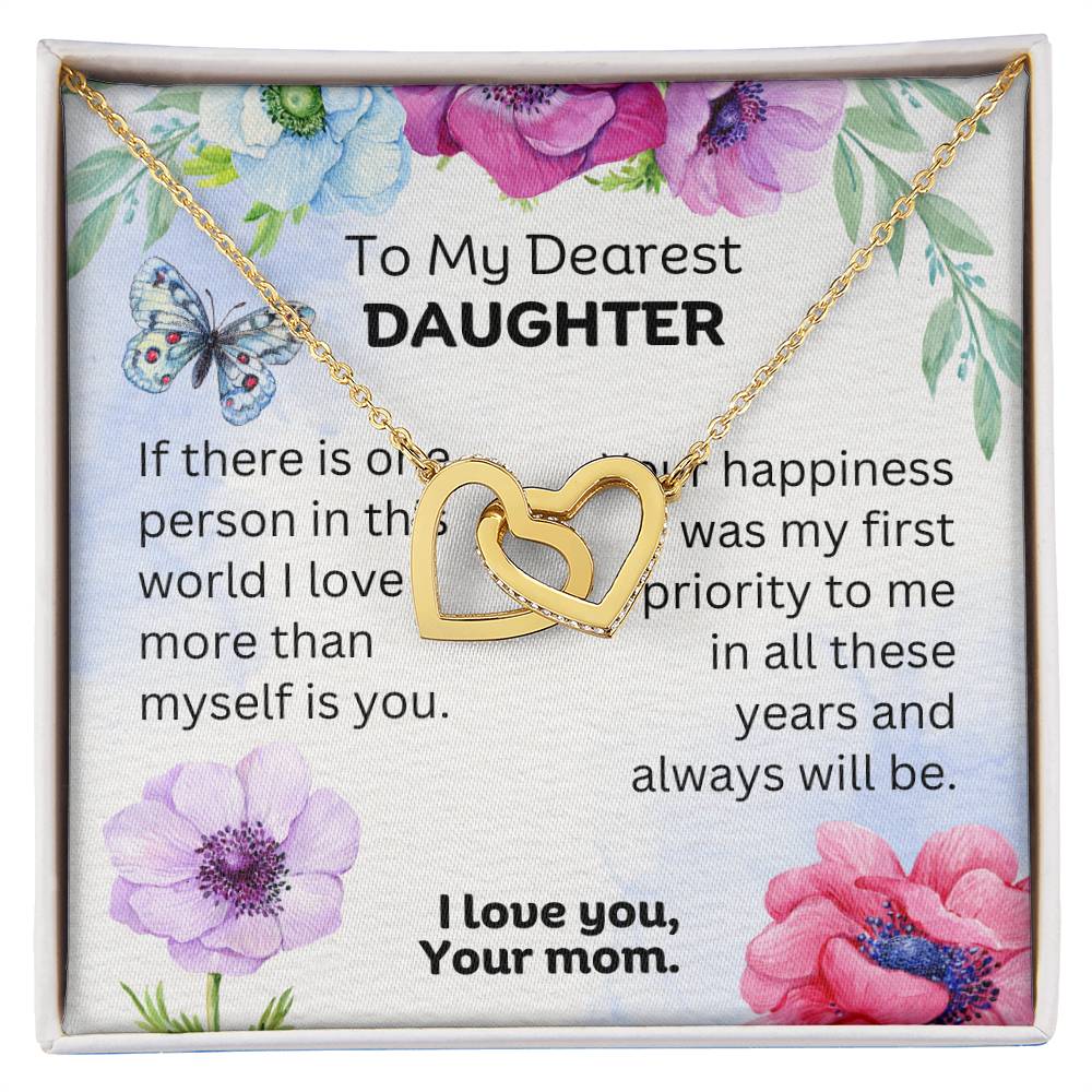 Heart Melting Gifts for Daughter: Personalized Message Card and Interlocking Necklace