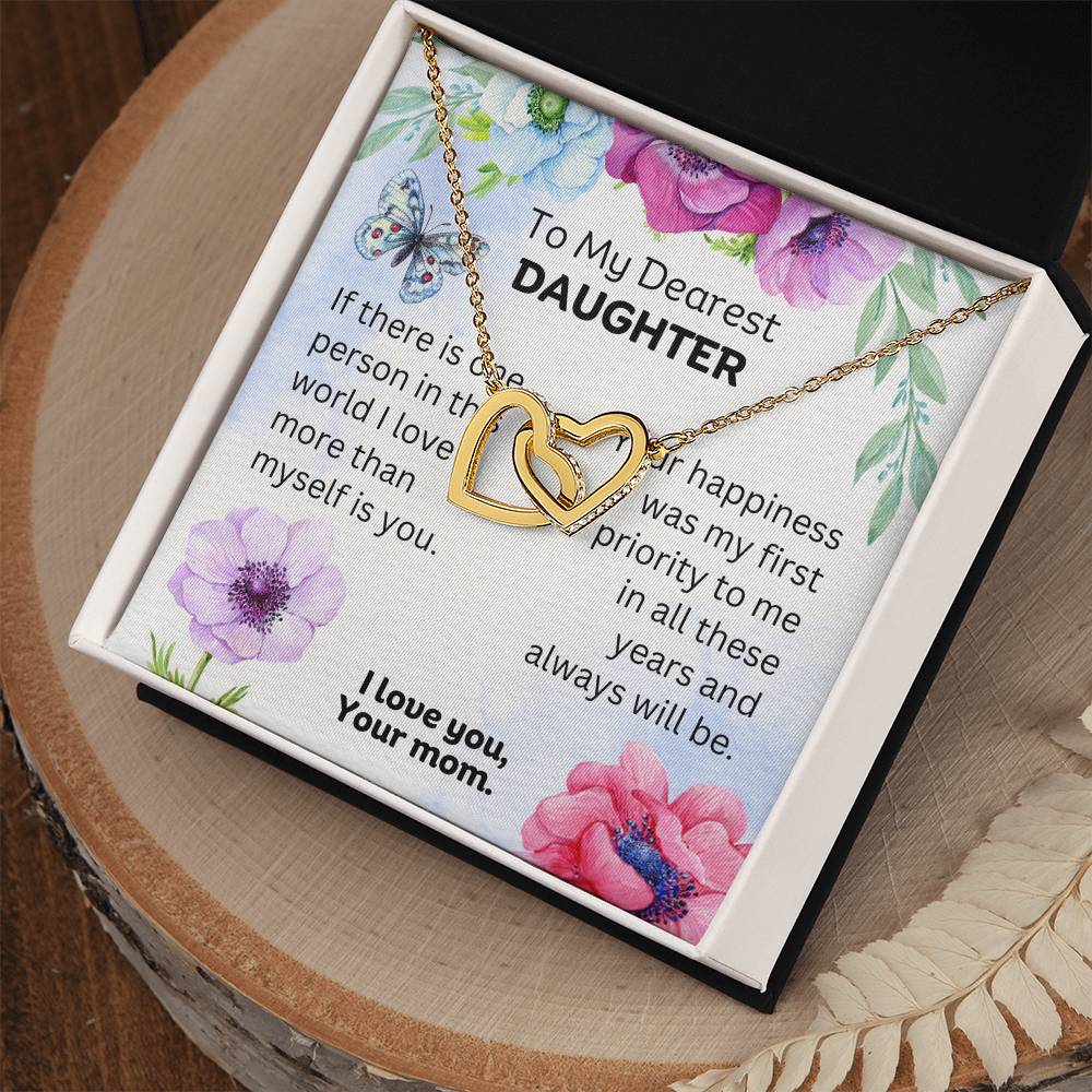 Heart Melting Gifts for Daughter: Personalized Message Card and Interlocking Necklace
