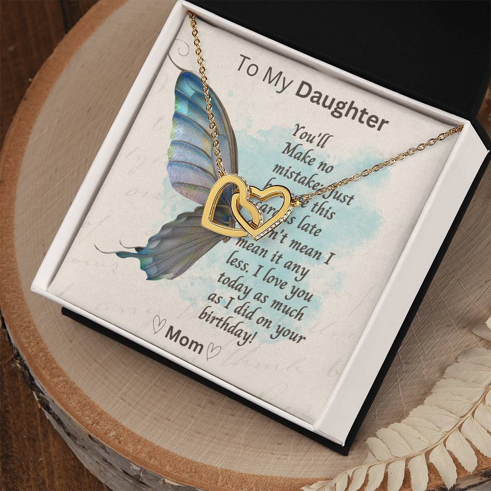 Belated Birthday Message Card for Daughter | Interlocking Heart Necklace for Daughter