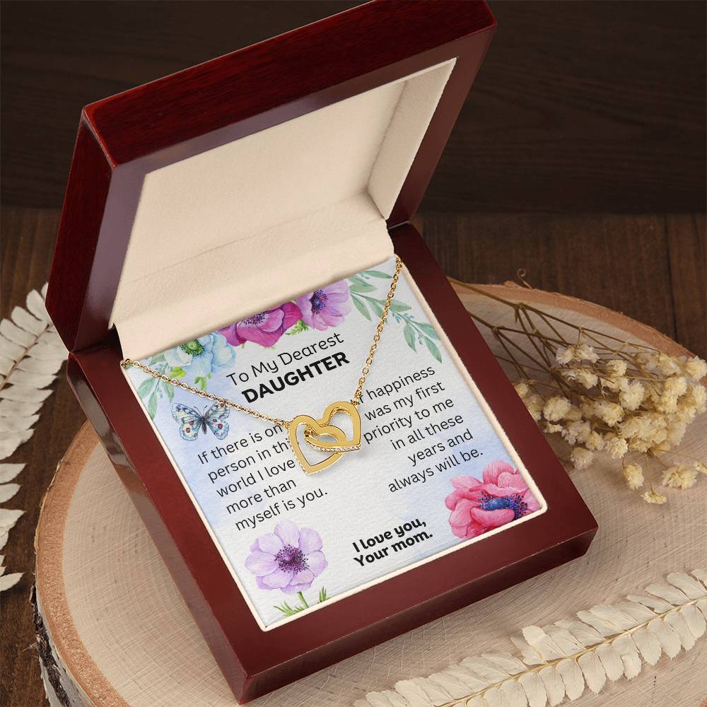 Heart Melting Gifts for Daughter: Personalized Message Card and Interlocking Necklace