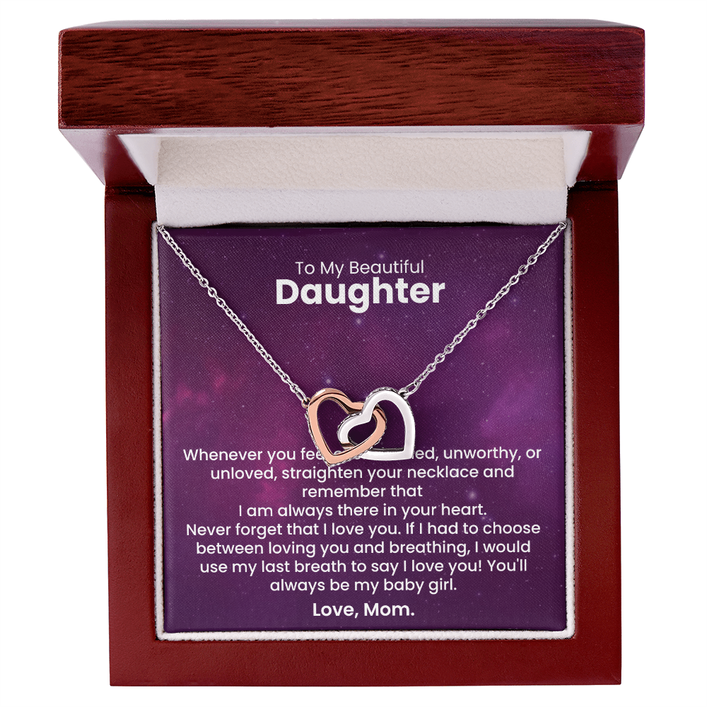 To My Beautiful Daughter - Interlocking Heart Necklace - Gift Set - F14