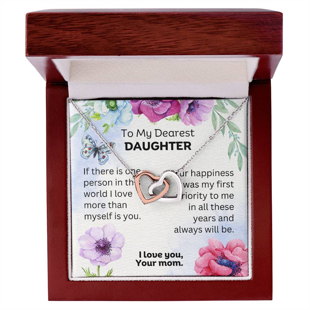 Heart Melting Gifts for Daughter: Personalized Message Card and Interlocking Necklace