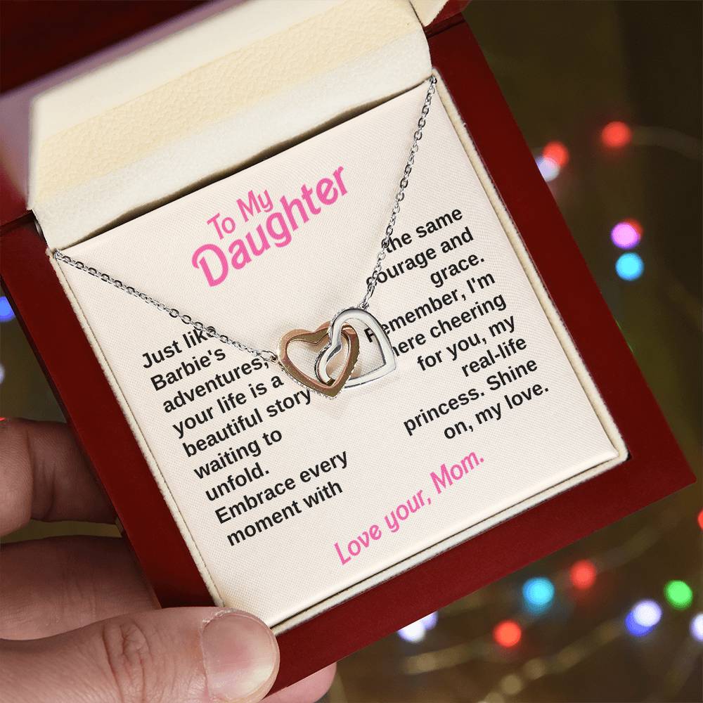 Mom's Message & Interlocking Heart Necklace | Perfect Gifts for Daughter