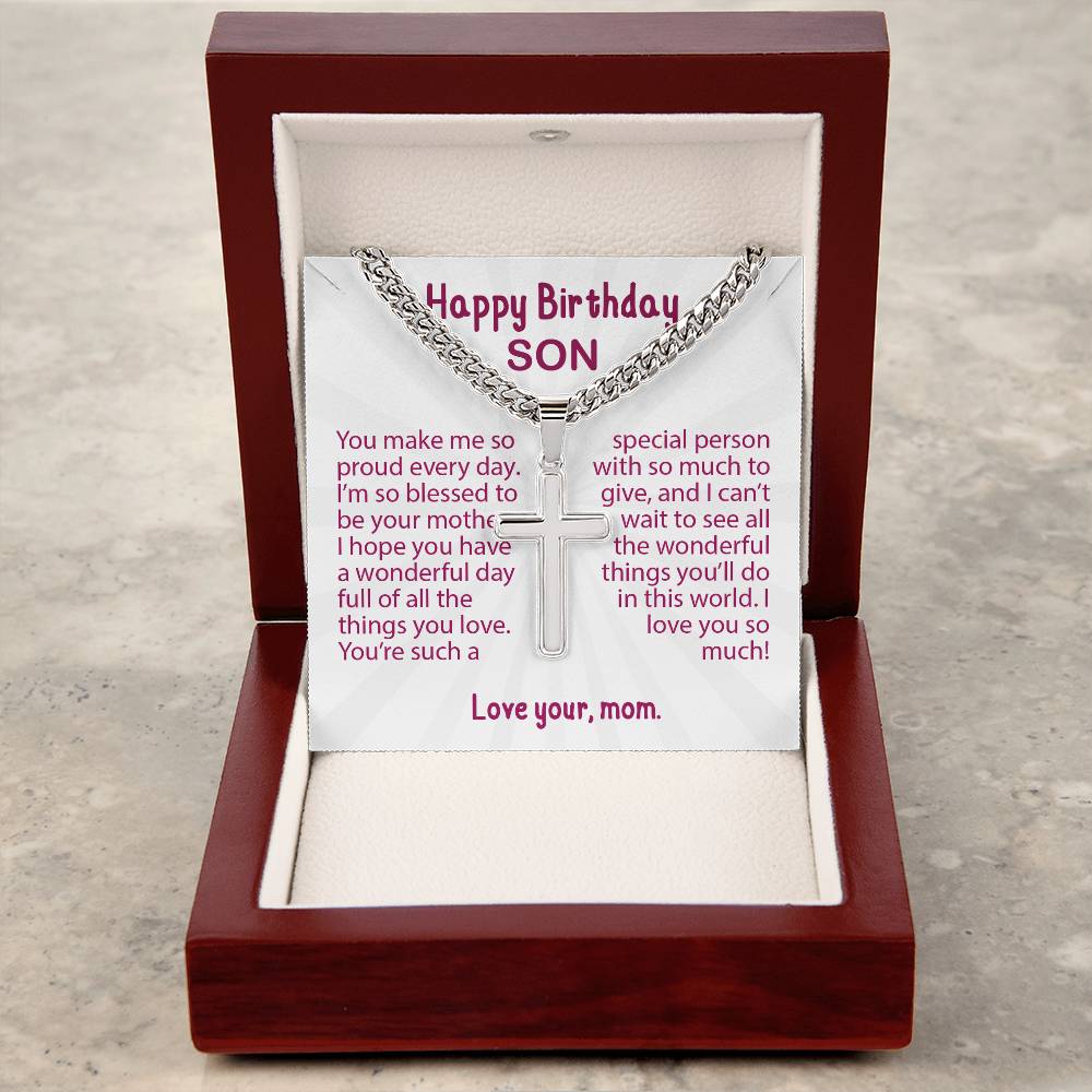 Birthday gifts for son, gifts for son from mom, Gifts for son, mom and son, Cross Necklace for son