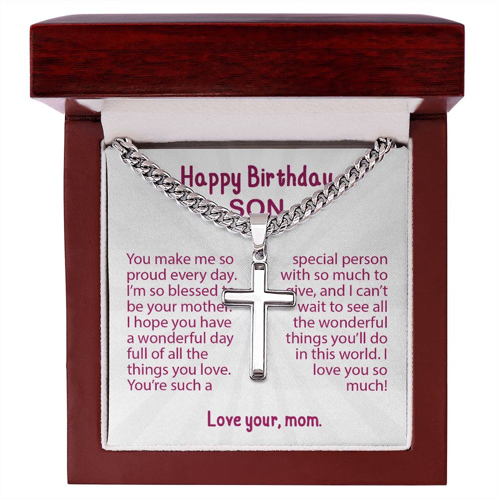 Birthday gifts for son, gifts for son from mom, Gifts for son, mom and son, Cross Necklace for son