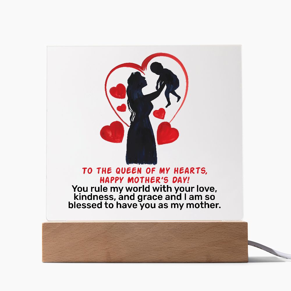 To the queen of my heart | Happy Mother's Day Gifts for Mom Square Acrylic Plaque!