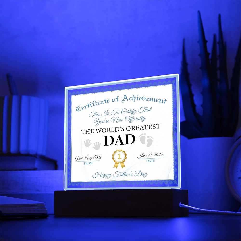 Certificate of Achievement | 1st Father's Day Gift for DAD