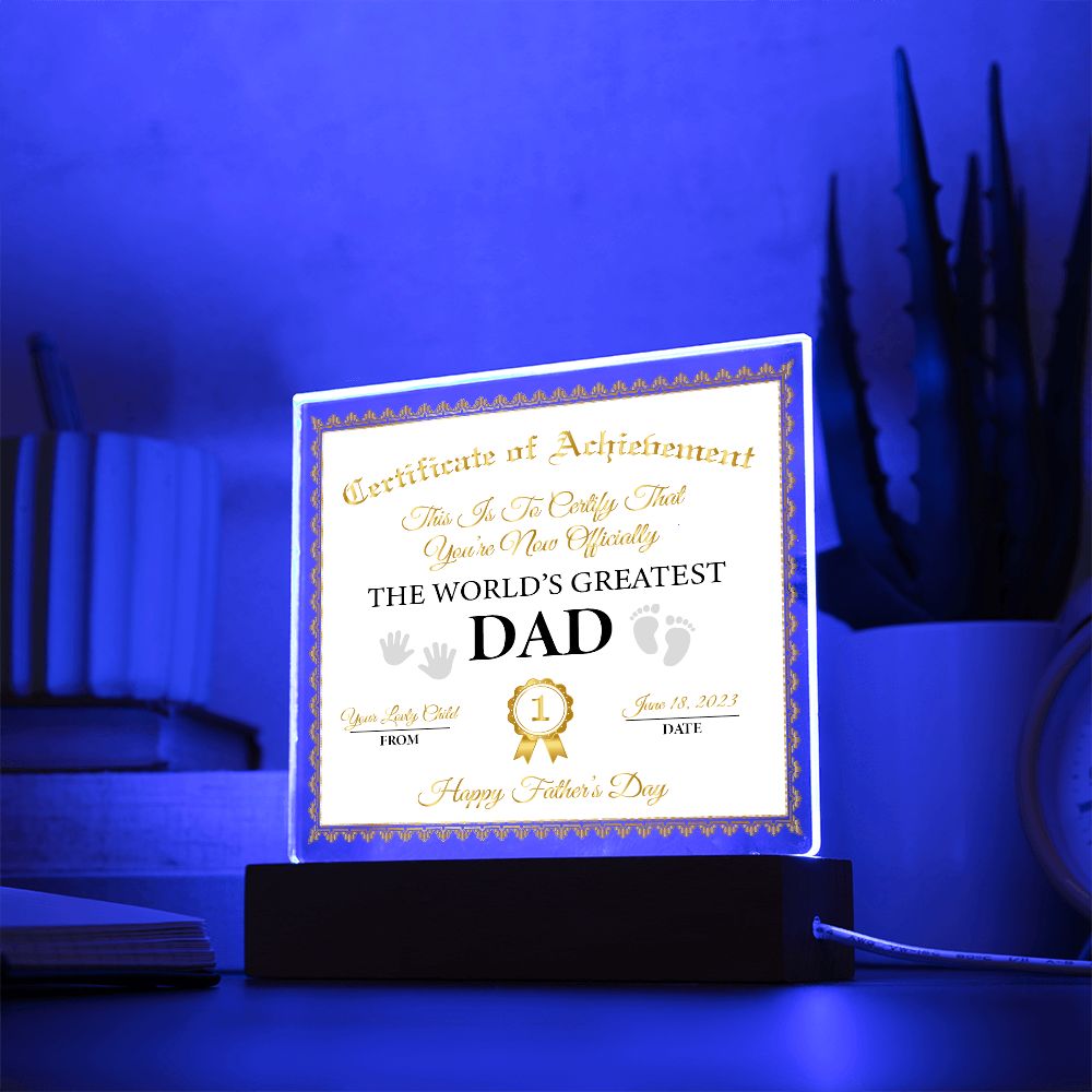 Certificate of Achievement | 1st Father's Day Gift for DAD