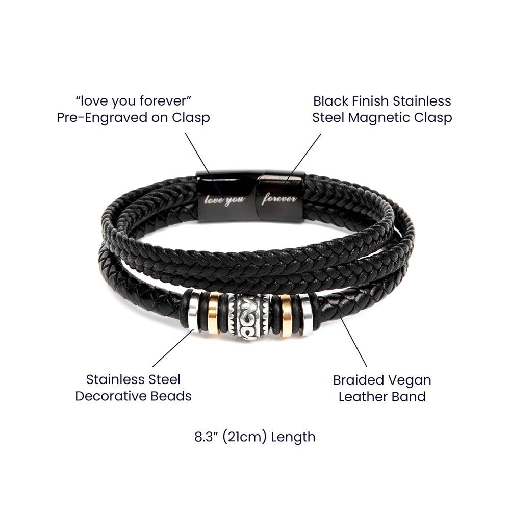 Birthday gifts for son, gifts for son from mom, Gifts for son, mom and son, Men's "Love You Forever" Bracelet for son