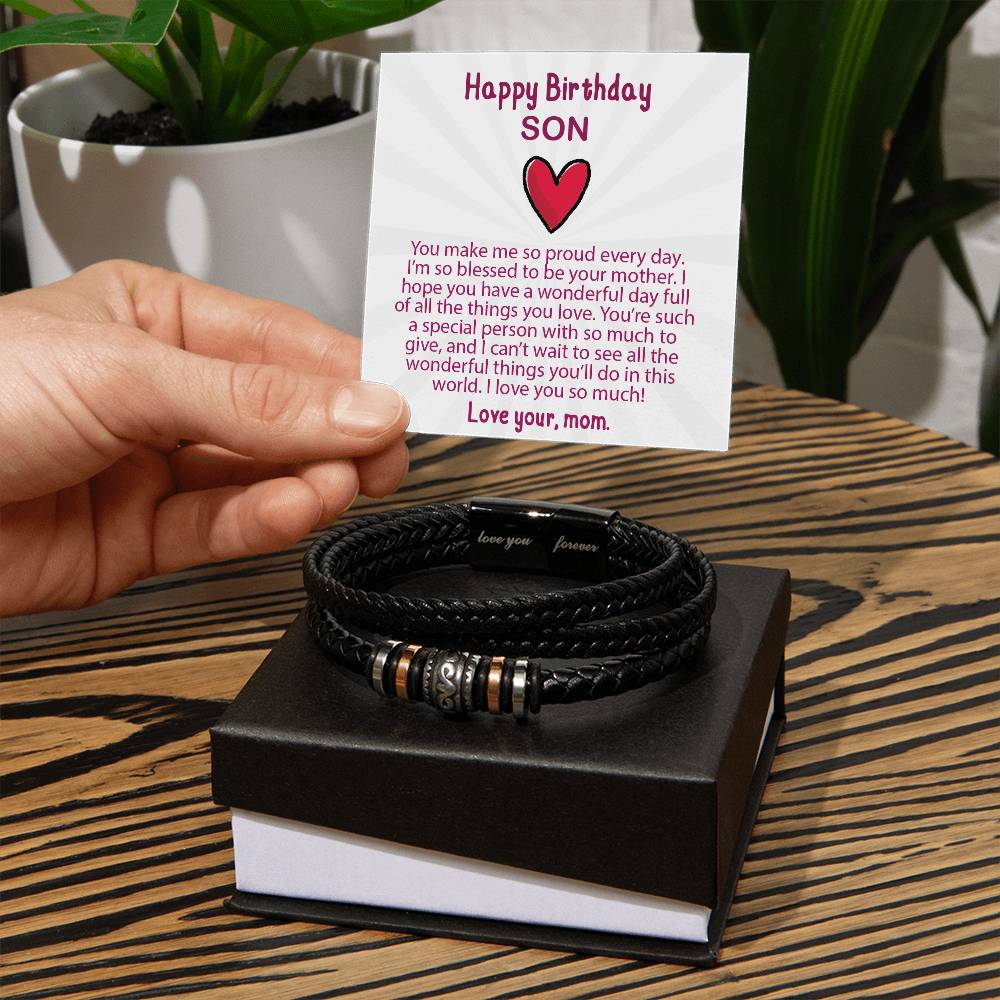 Birthday gifts for son, gifts for son from mom, Gifts for son, mom and son, Men's "Love You Forever" Bracelet for son