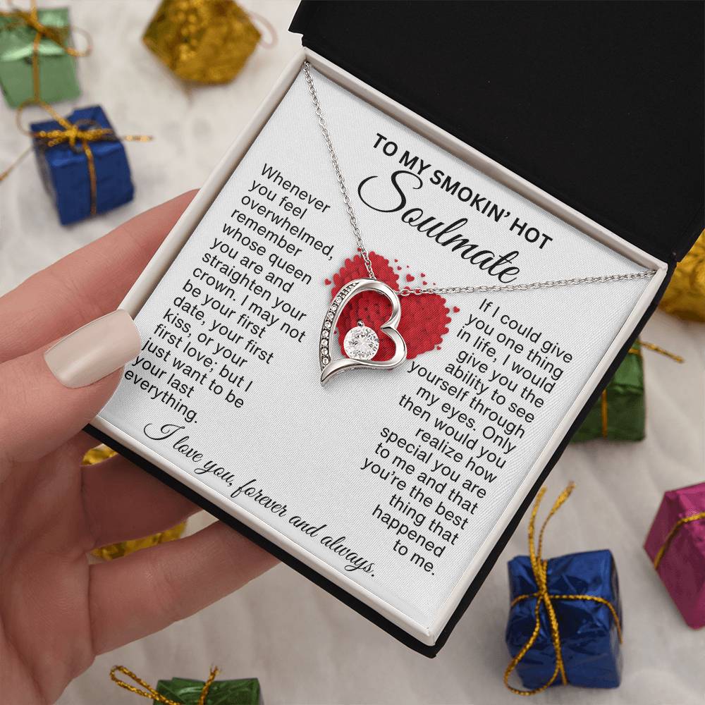 Valentine's Day Gift for Her | A Message to My Smokin' Hot Soulmate with Forever Heart Necklace