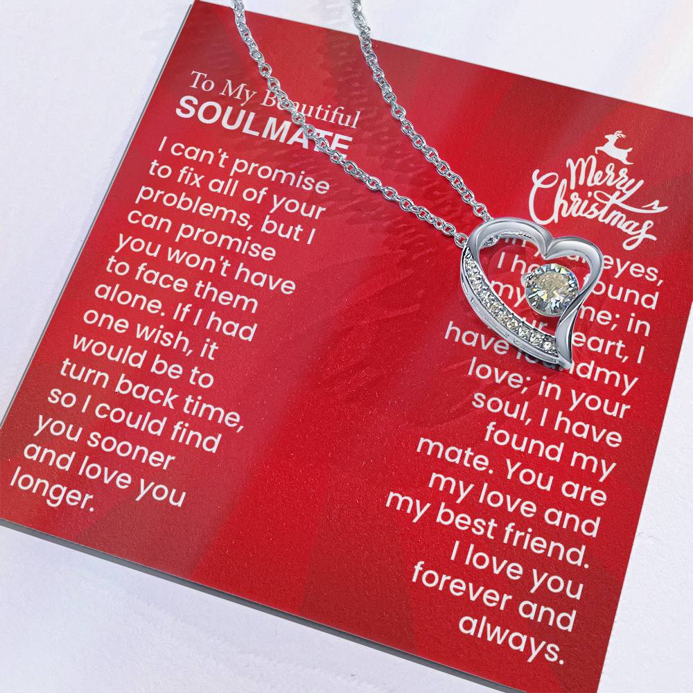 Forever Love Necklace | Heartfelt Message for Your Soulmate - Timeless Gift with Love, Home, and Mate Sentiments