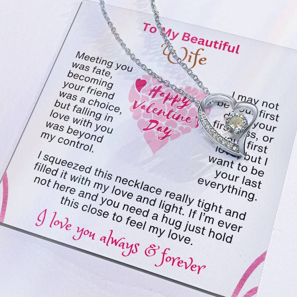 Perfect Valentines Gift for Wife | A Message to My Beautiful Wife with Forever Love Necklace