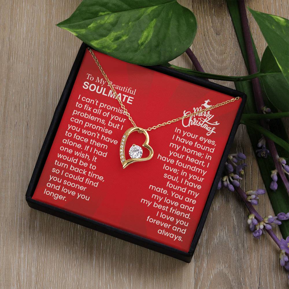 Forever Love Necklace | Heartfelt Message for Your Soulmate - Timeless Gift with Love, Home, and Mate Sentiments