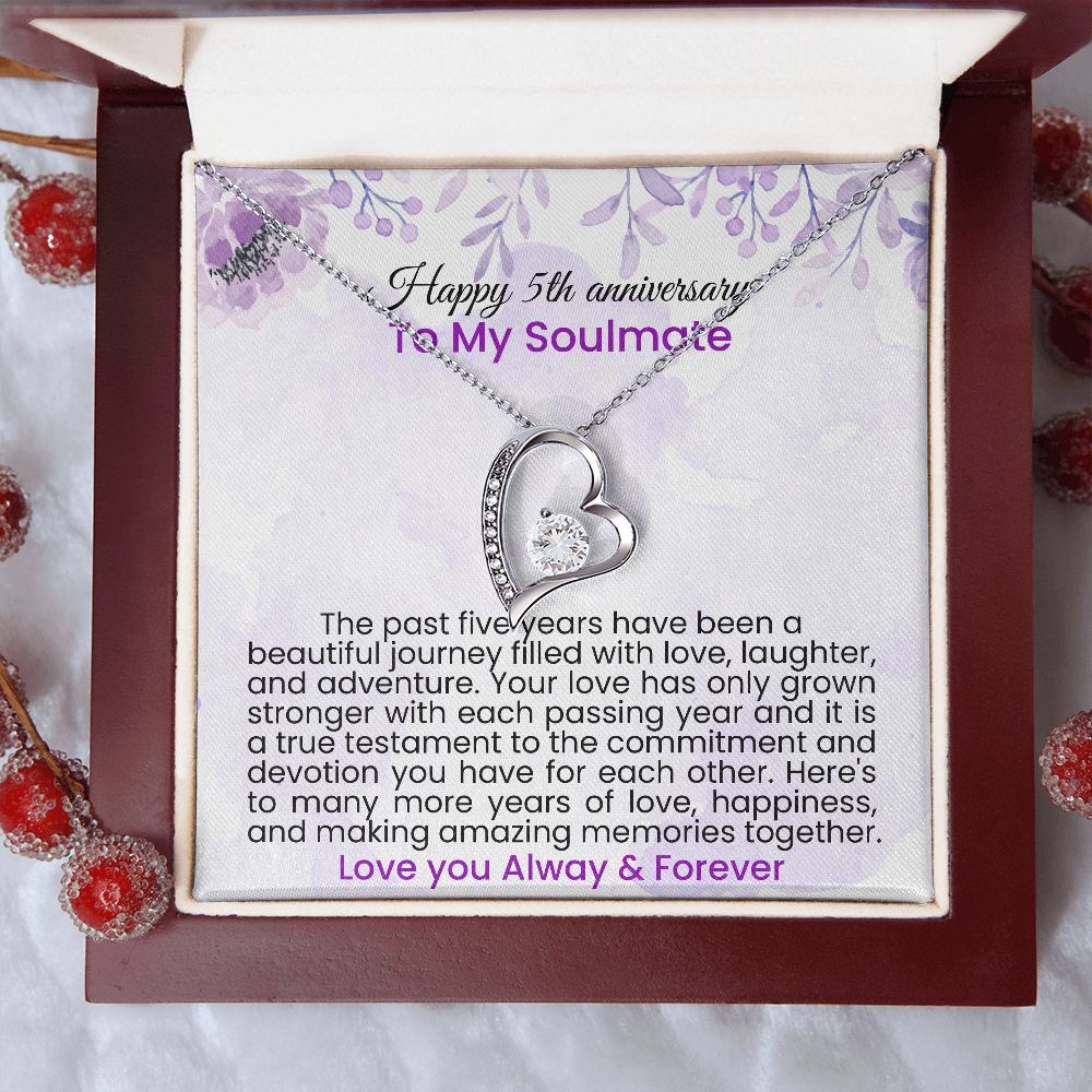 The past five years have been a beautiful journey filled with love | Forever love necklace gift for 5th anniversary