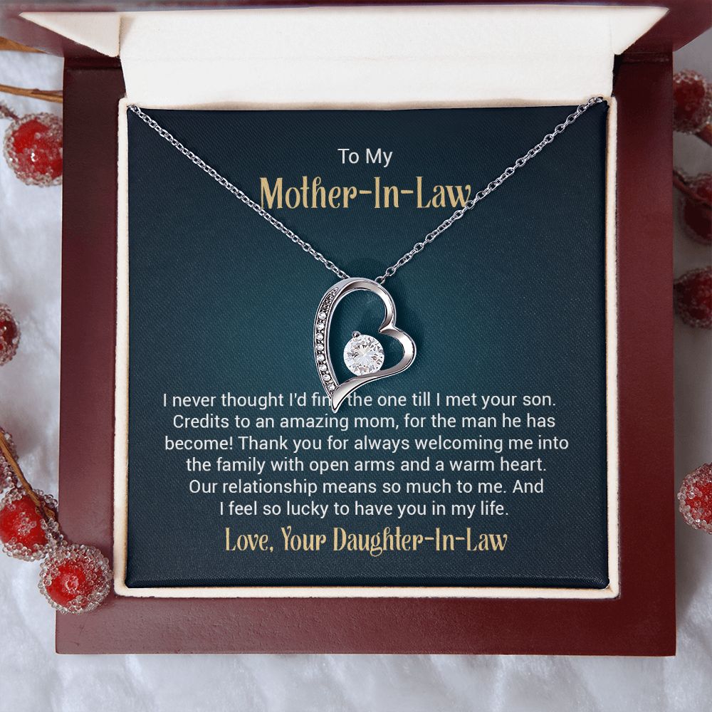 To my mother - in - law - I never thought I'd find the one till I met your son - Forever love necklace gifts for mother-in-law