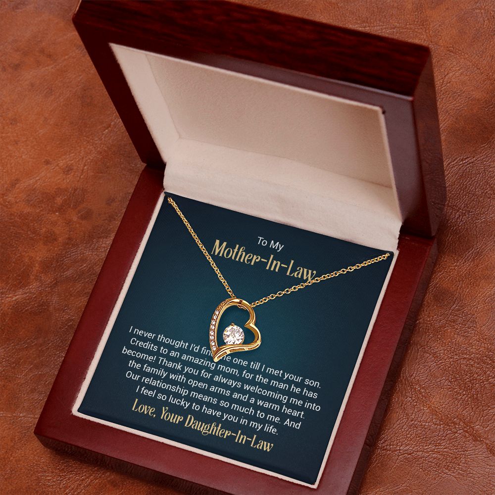 To my mother - in - law - I never thought I'd find the one till I met your son - Forever love necklace gifts for mother-in-law
