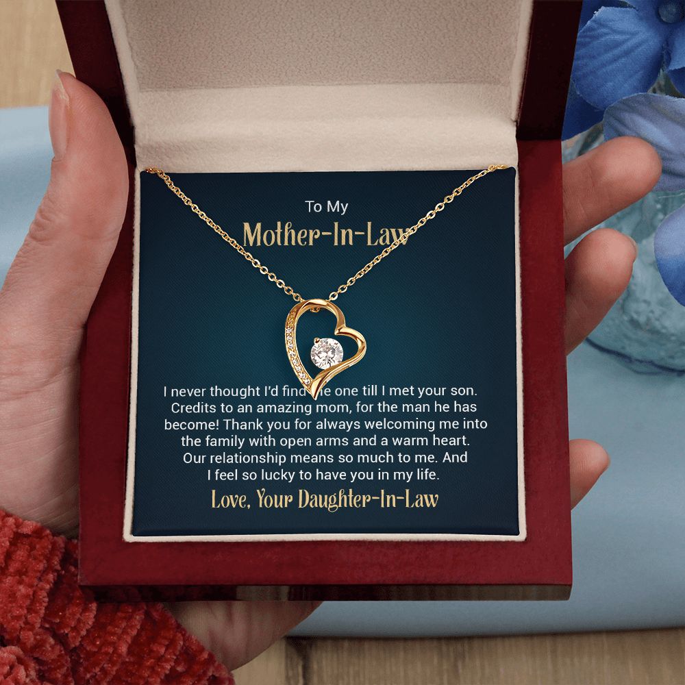To my mother - in - law - I never thought I'd find the one till I met your son - Forever love necklace gifts for mother-in-law
