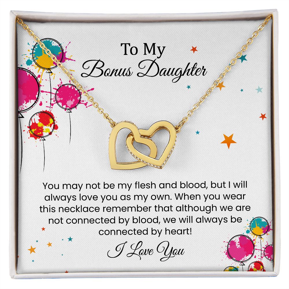 Love you as my own | Interlock heart necklace gift for bonus daughter
