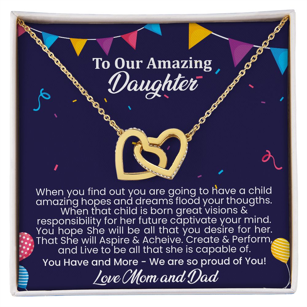 Amazing hopes and dreams | Interlock heart necklace gift for daughter