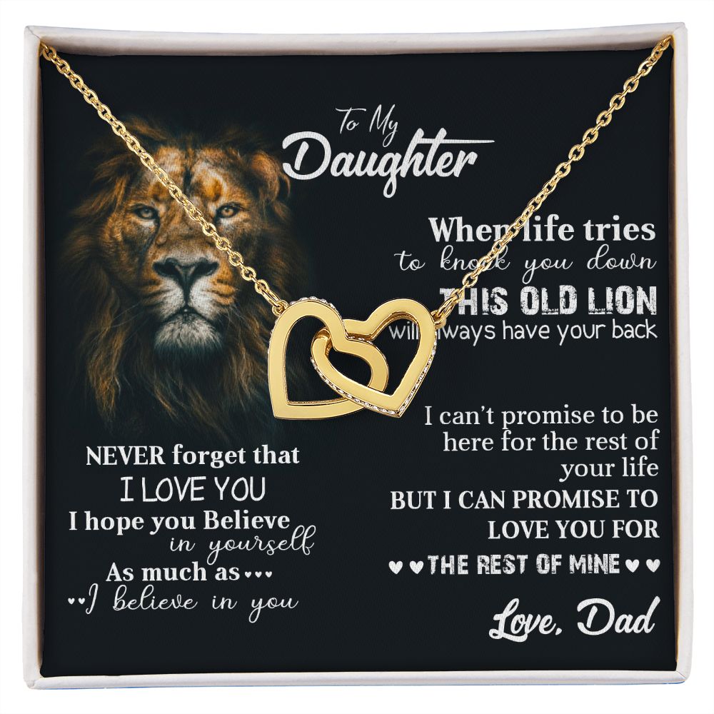 To my daughter | When life tries to knock you down | Interlocking heart necklace gift for daughter from dad