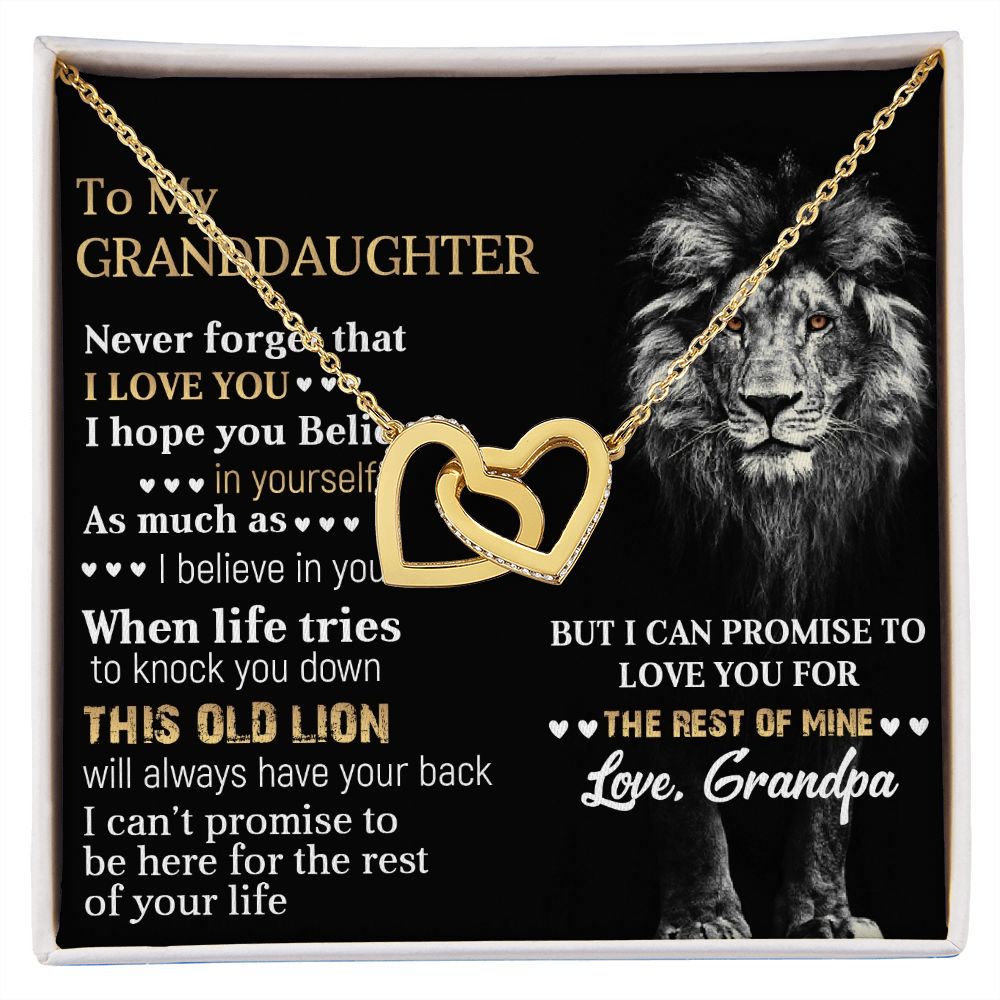 To my granddaughter | Never forget that I love you | Interlock heart necklace for granddaughter