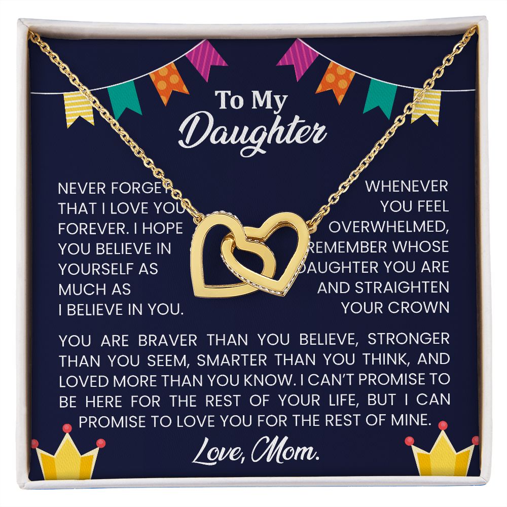 Never forget that I love you forever | Interlock heart necklace gift for daughter from Mom