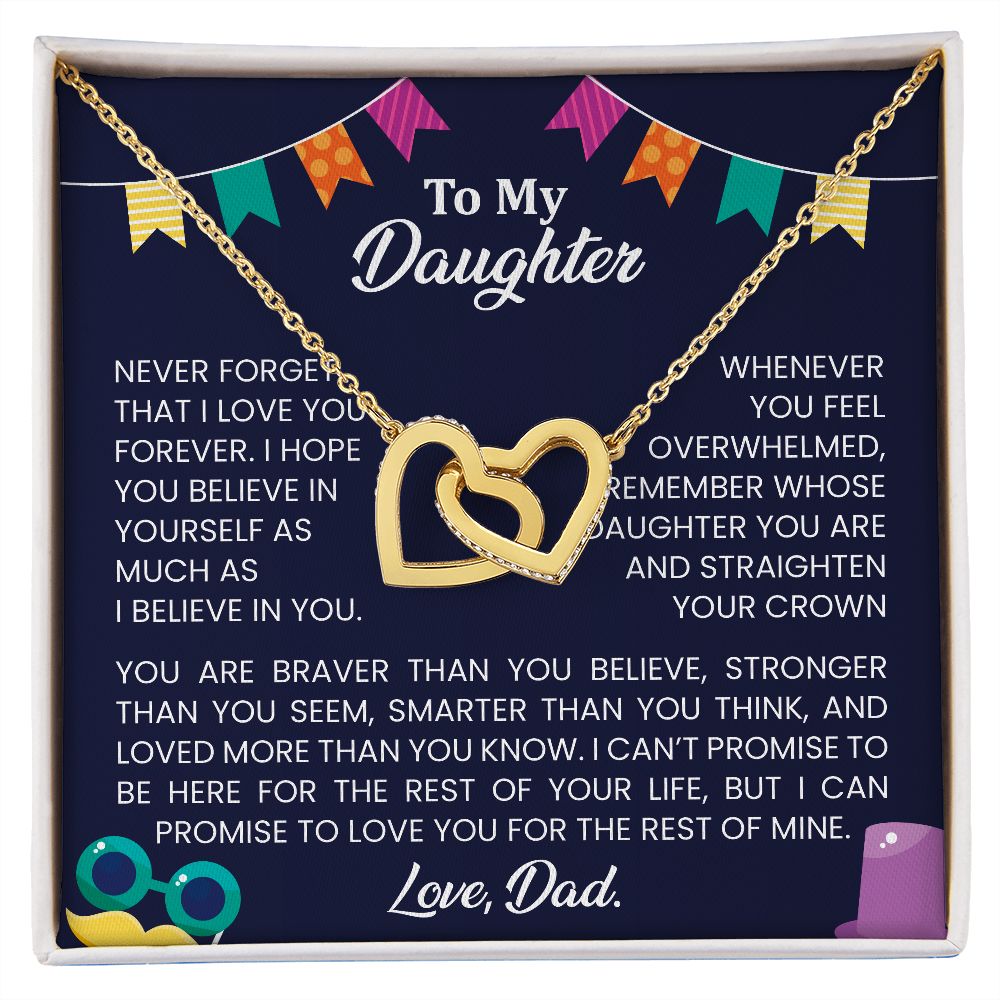 Never forget that I love you forever | Interlock heart necklace gift for daughter from Dad