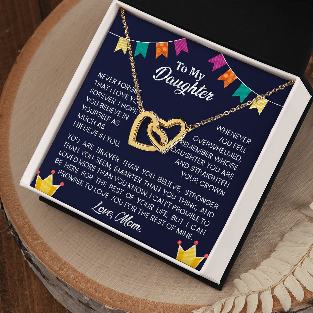Never forget that I love you forever | Interlock heart necklace gift for daughter from Mom