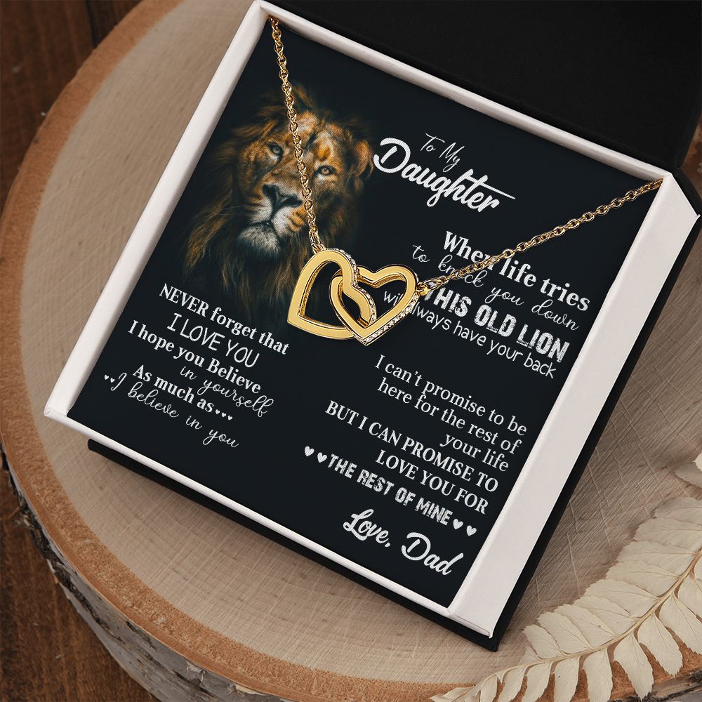 To my daughter | When life tries to knock you down | Interlocking heart necklace gift for daughter from dad