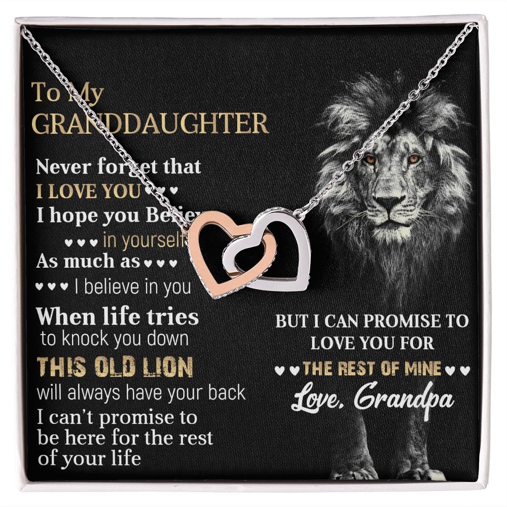 To my granddaughter | Never forget that I love you | Interlock heart necklace for granddaughter