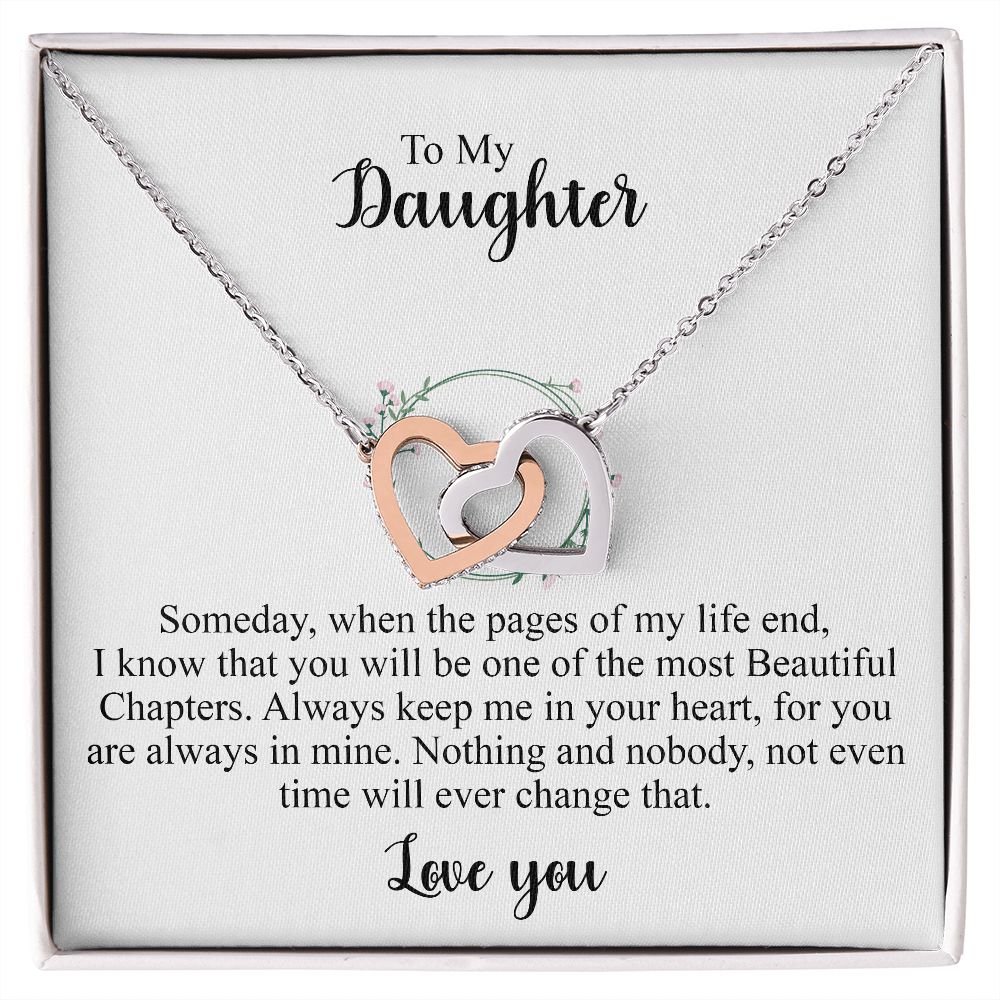To My Daughter | Someday when the pages of my life end | Personalized message card with interlocking heart necklace gifts for her