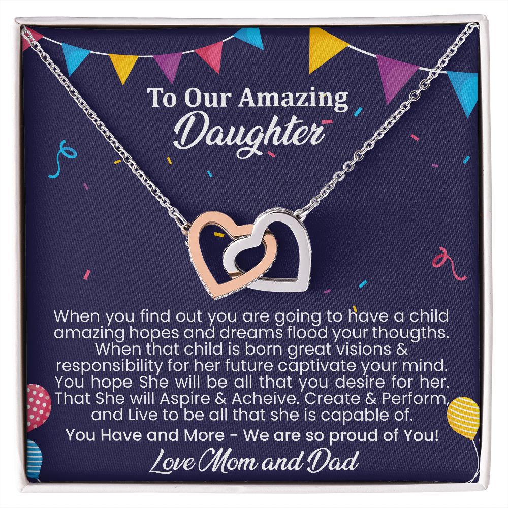 Amazing hopes and dreams | Interlock heart necklace gift for daughter