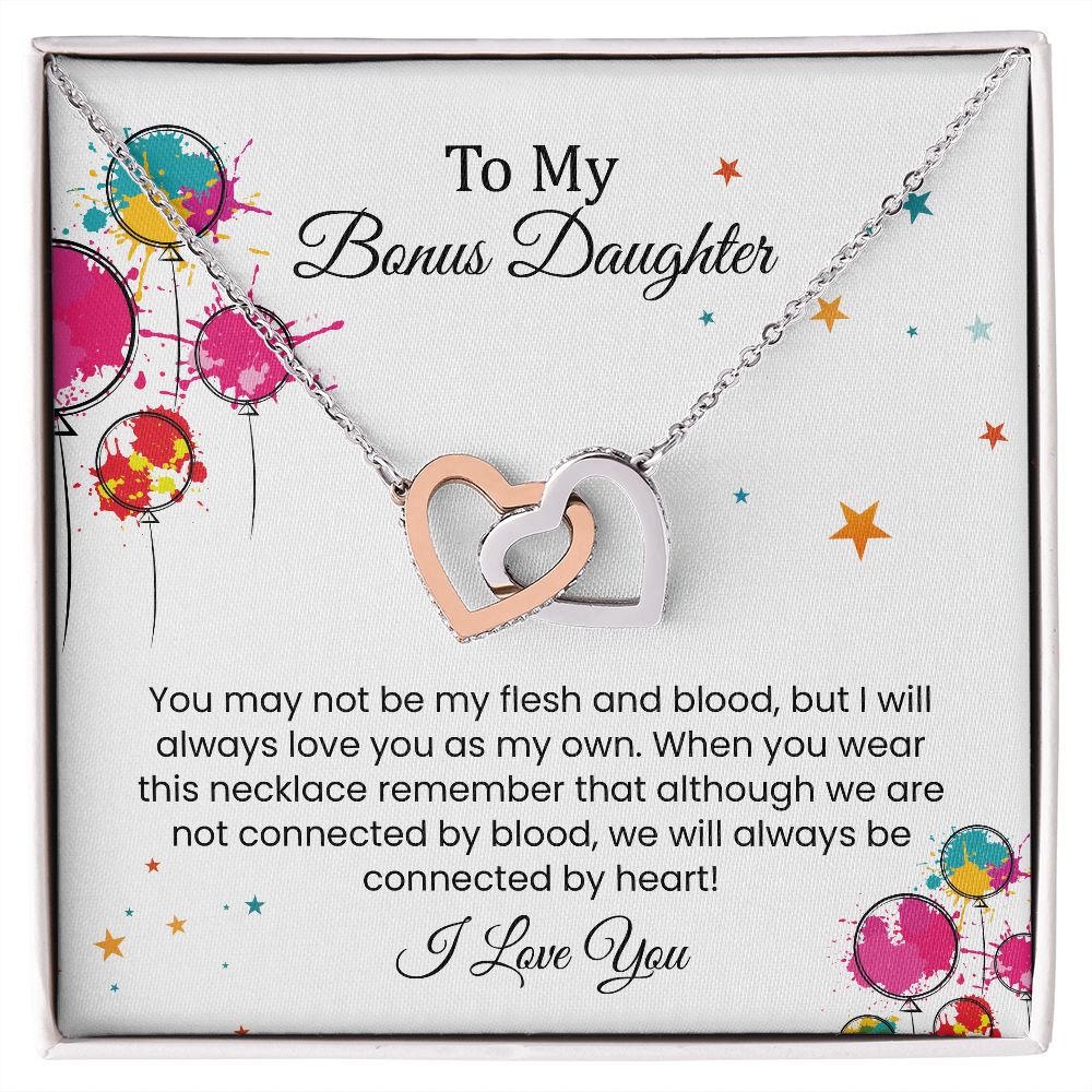 Love you as my own | Interlock heart necklace gift for bonus daughter