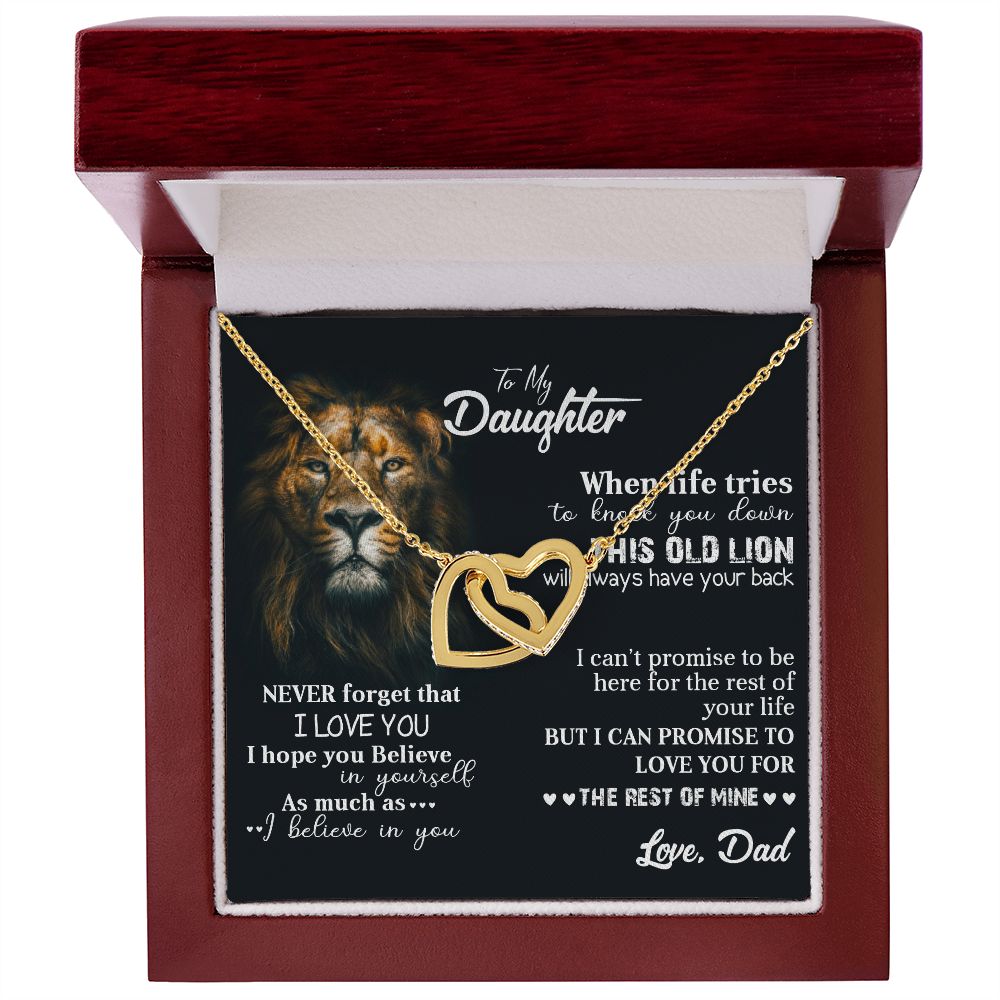 To my daughter | When life tries to knock you down | Interlocking heart necklace gift for daughter from dad