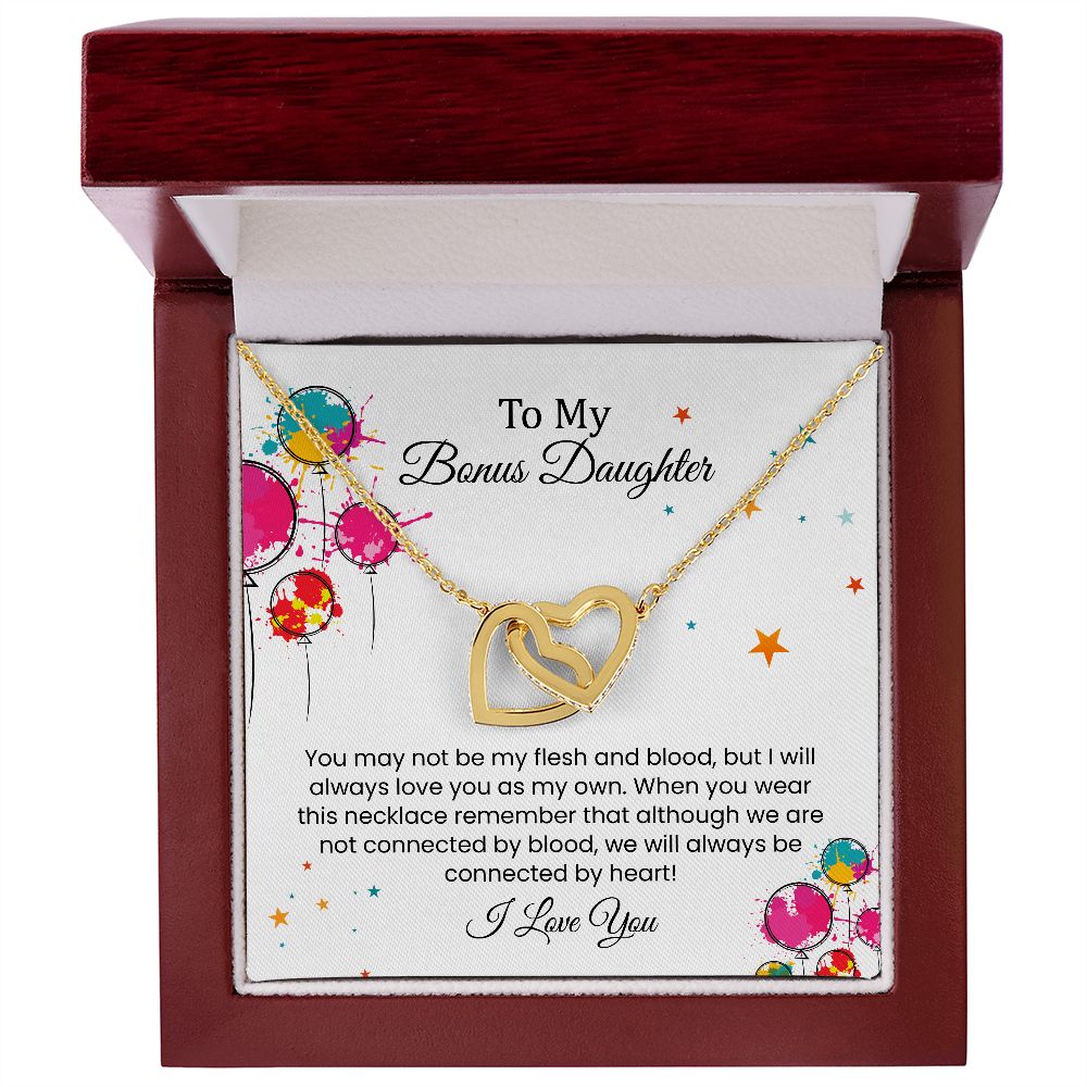 Love you as my own | Interlock heart necklace gift for bonus daughter