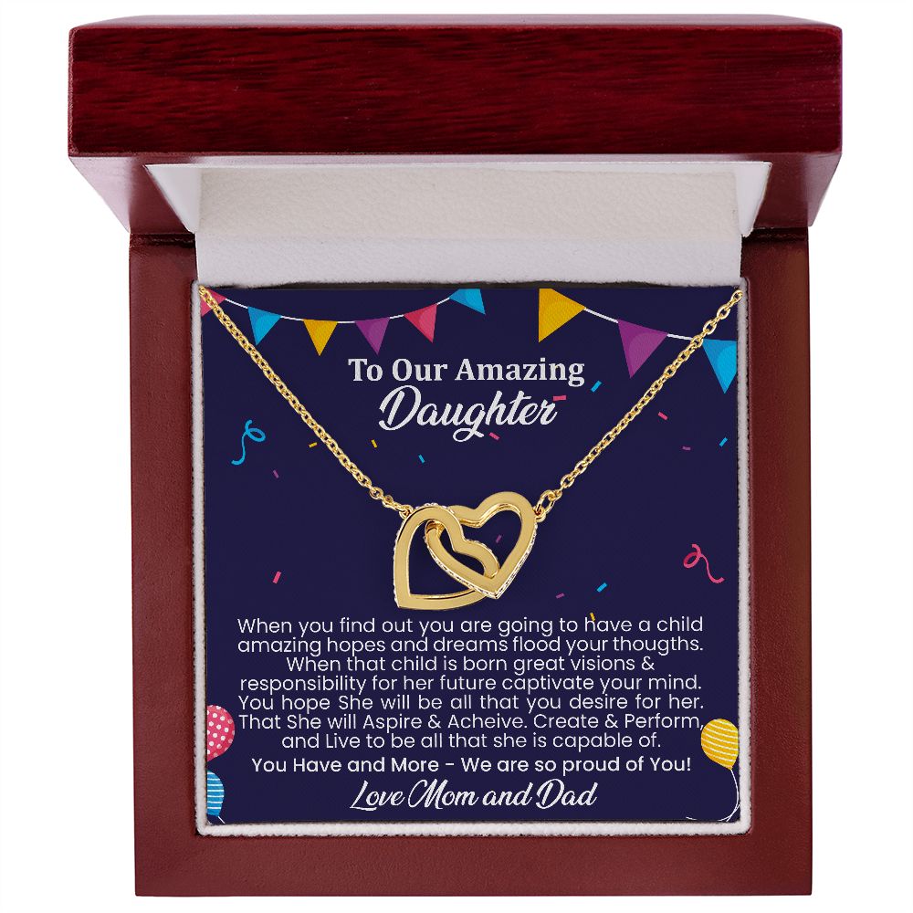 Amazing hopes and dreams | Interlock heart necklace gift for daughter