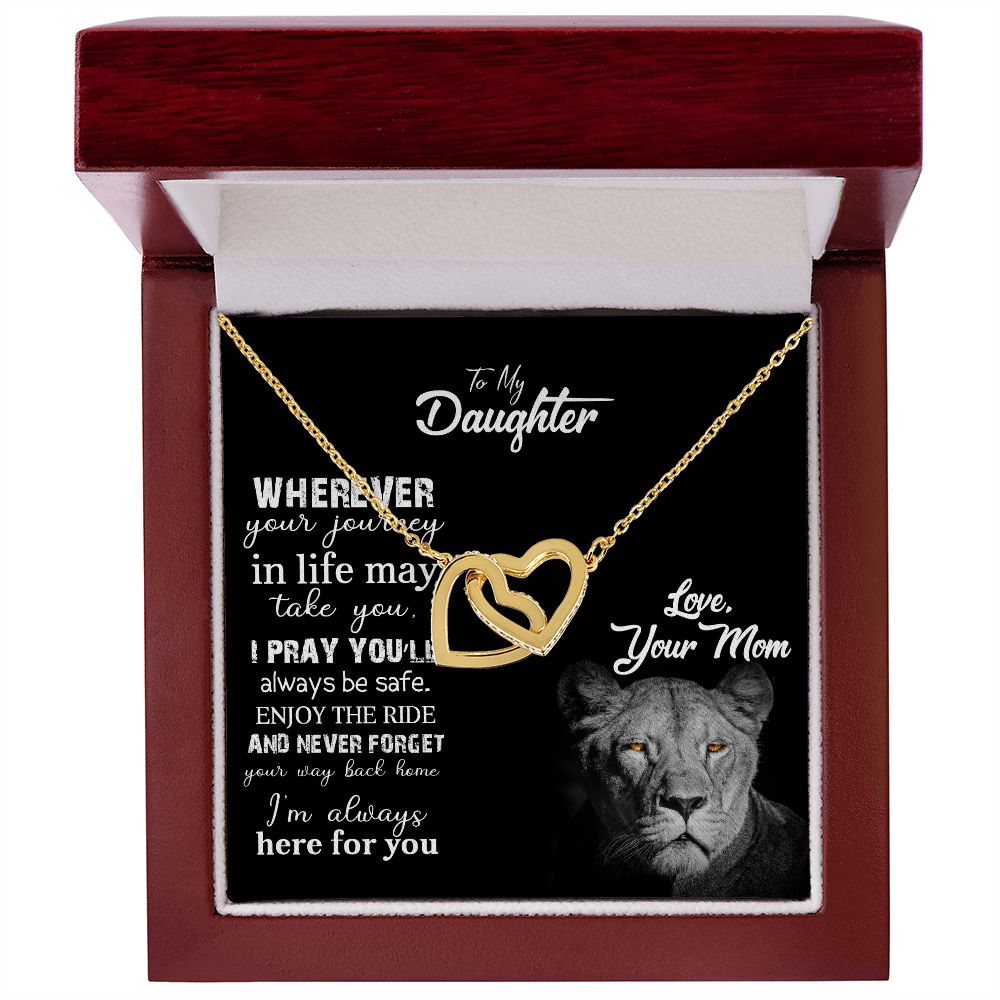 To my daughter | Whenever your journey in life may take you | Interlocking heart necklace gift for daughter from mom