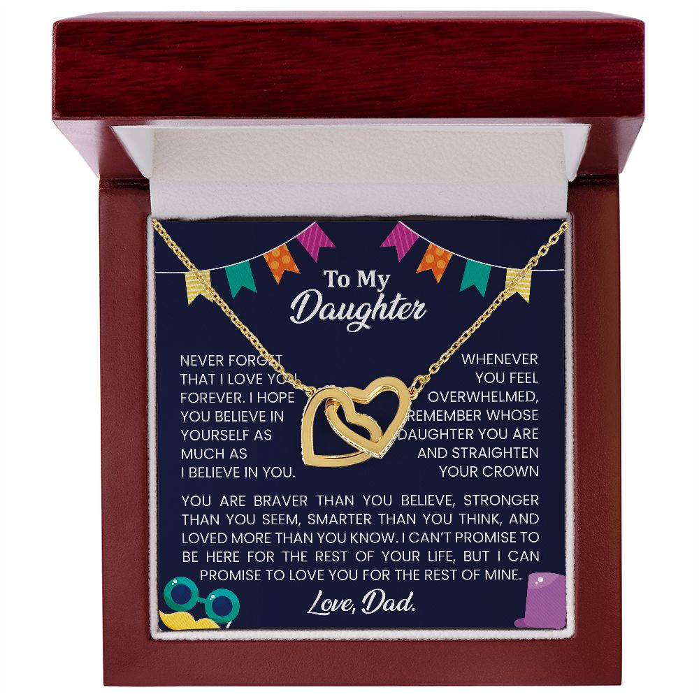 Never forget that I love you forever | Interlock heart necklace gift for daughter from Dad
